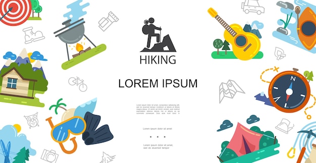 Flat outdoor activities template with illustration