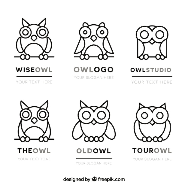 Flat owl logo collection