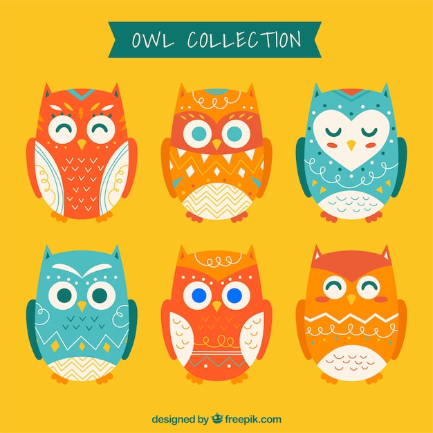 Free vector flat owl pack