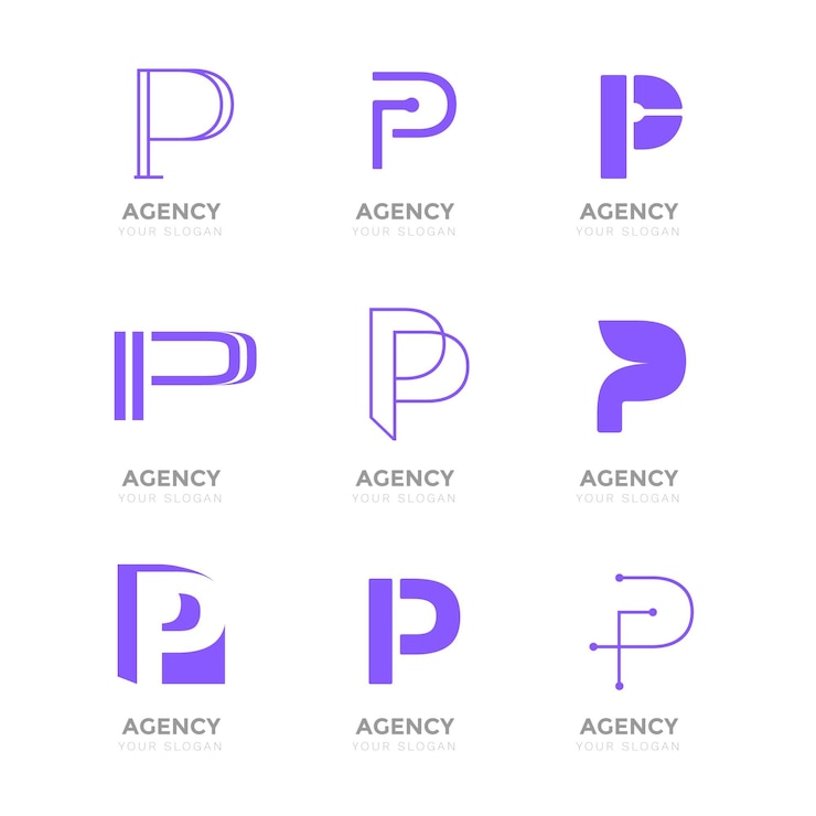 Free Vector flat p logo collection