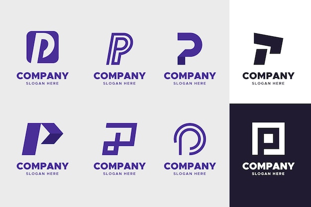 Flat p logo templates collection