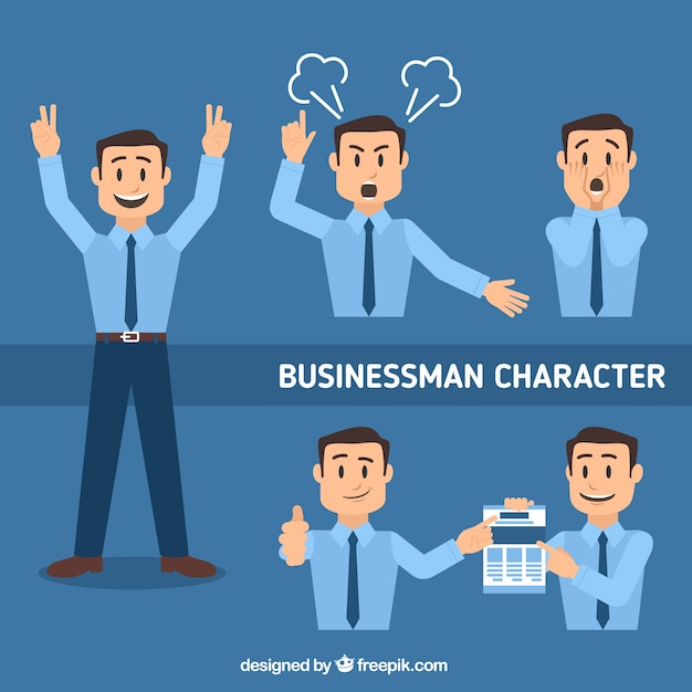 Free vector flat pack of businessman character