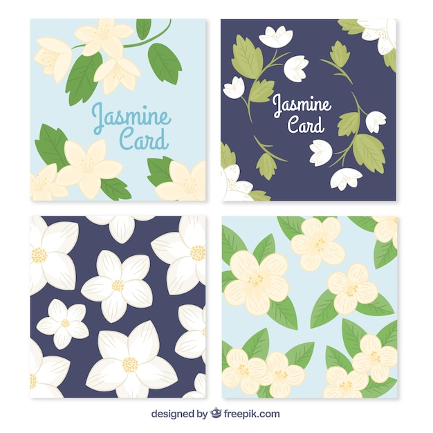 Free vector flat pack of jasmine cards