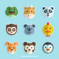 Free vector flat pack of lovely animal stickers