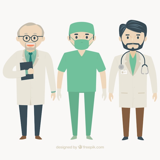 Free vector flat pack of male doctors