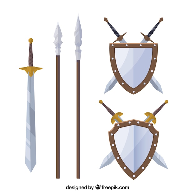 Flat pack of medieval weapons