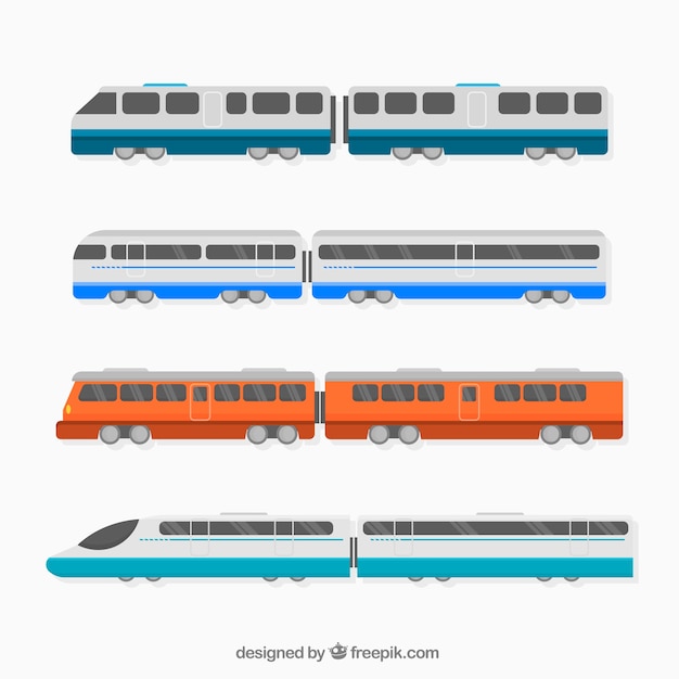 Бесплатное векторное изображение Пакет современных поездов