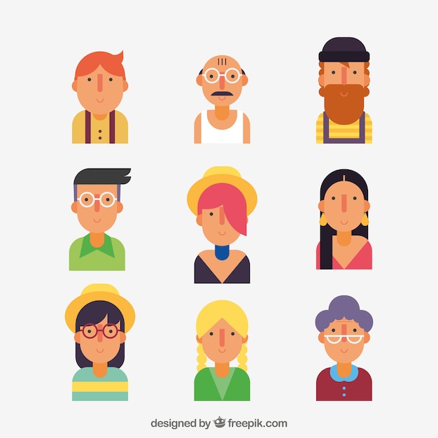 Flat pack of serious avatars