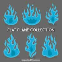 Vettore gratuito flat pack di sei fiamme blu