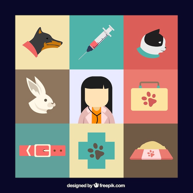 Free vector flat pack with animals