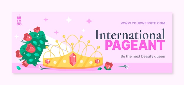 Flat pageant contest social media cover template