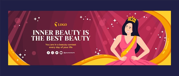 Free vector flat pageant contest twitter header