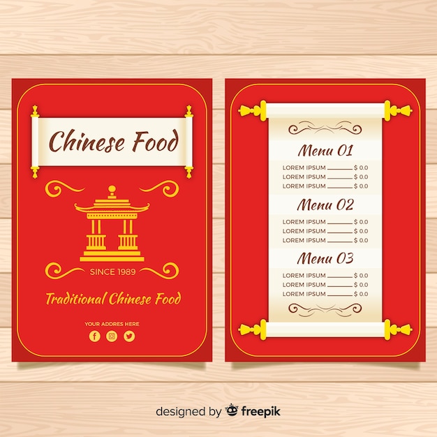 Free vector flat pagoda chinese restaurant flyer