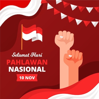 Flat pahlawan heroes day