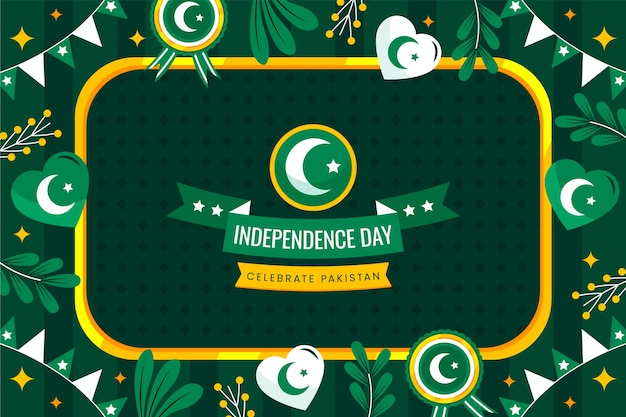 Free vector flat pakistan independence day background