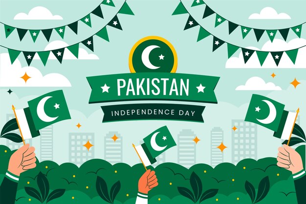 평면 파키스탄 독립 기념일 배경