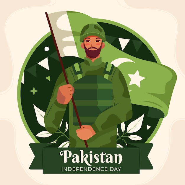 Vettore gratuito illustrazione del giorno dell'indipendenza del pakistan piatto