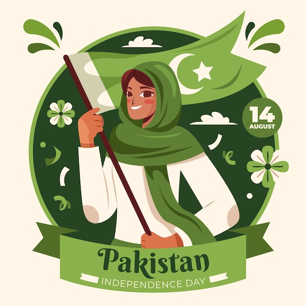 Free vector flat pakistan independence day illustration