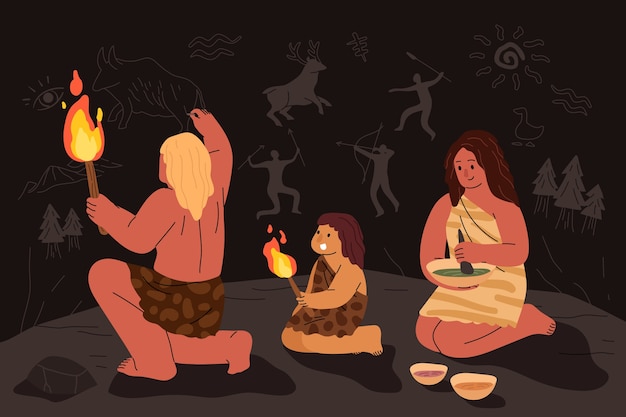 Иллюстрация плоских палеолитических людей