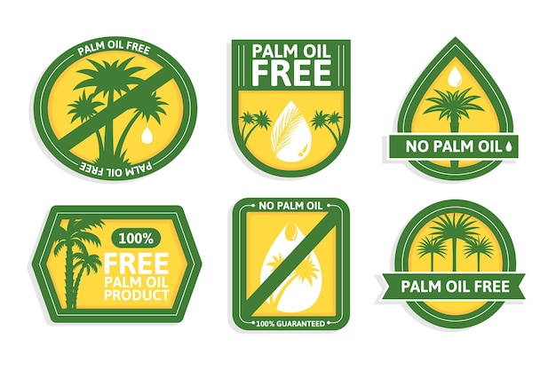 Flat palm oil badges set