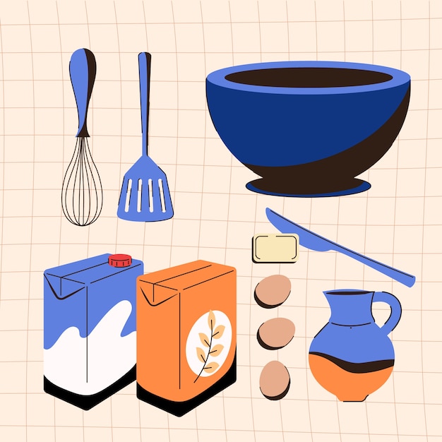 Free vector flat pancake day design elements collection