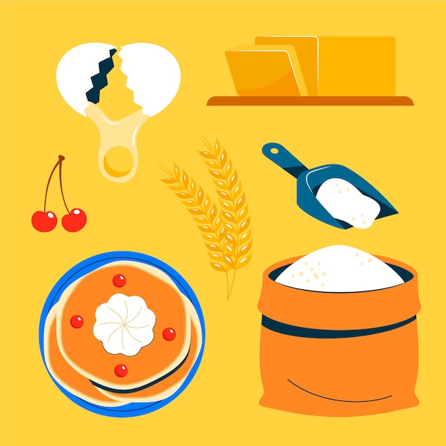 Free vector flat pancake day design elements collection