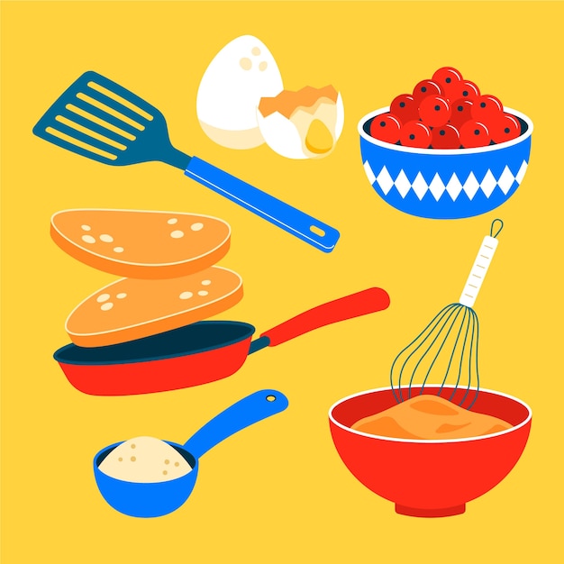 Free vector flat pancake day design elements collection