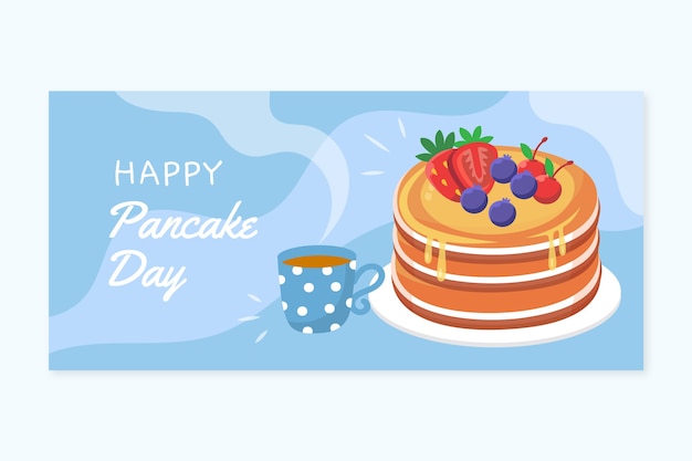 Free vector flat pancake day horizontal banner