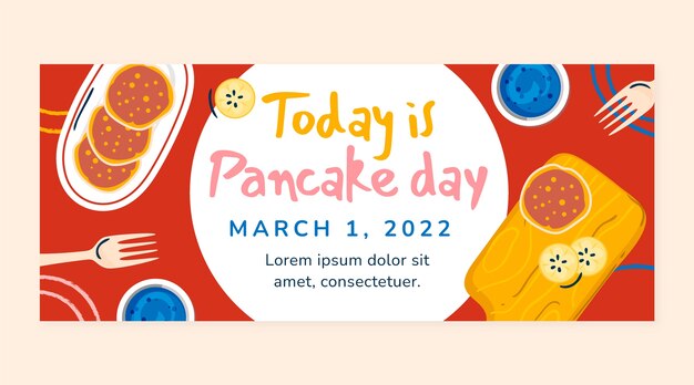 Flat pancake day horizontal banner