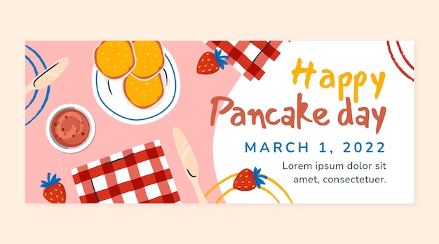 Flat pancake day horizontal banner