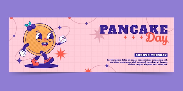 Free vector flat pancake day horizontal banner