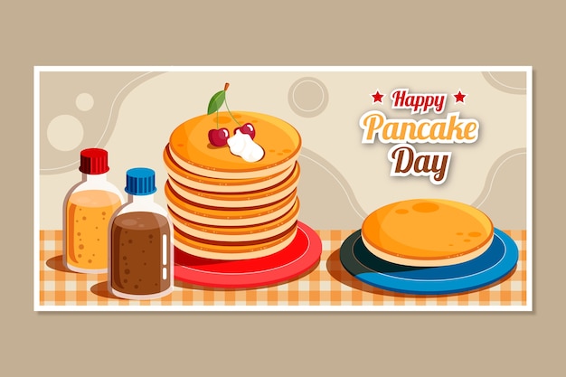 Vettore gratuito banner orizzontale piatto pancake day