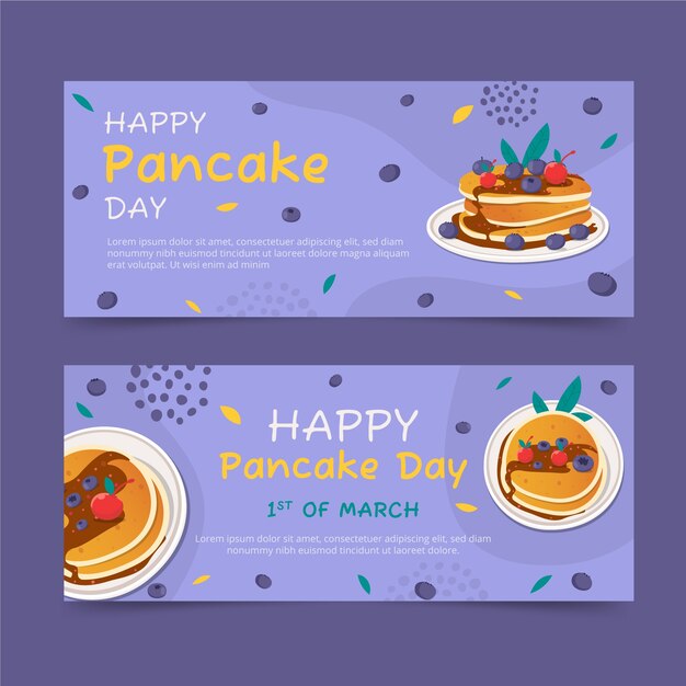 Set di banner orizzontali per il giorno del pancake piatto