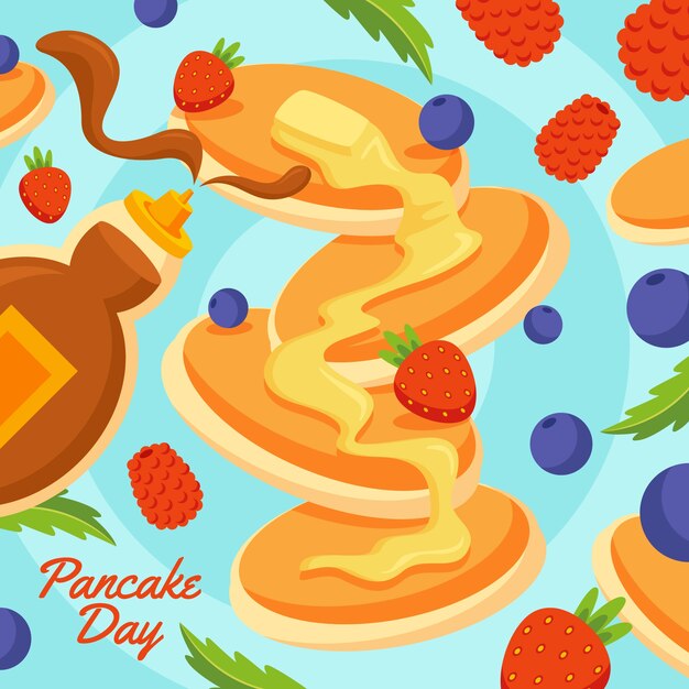 Flat pancake day illustration