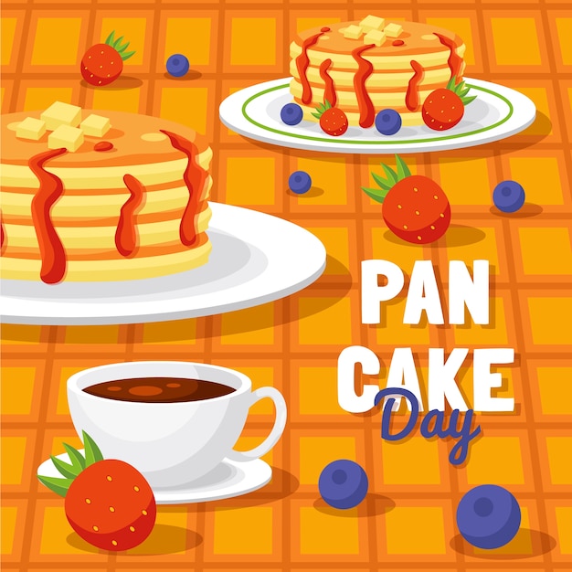 Vettore gratuito illustrazione del giorno del pancake piatto