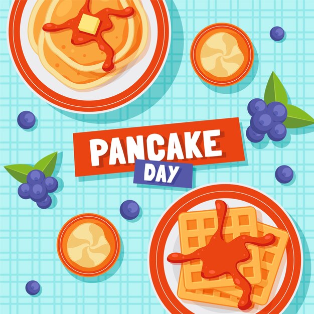 Flat pancake day illustration