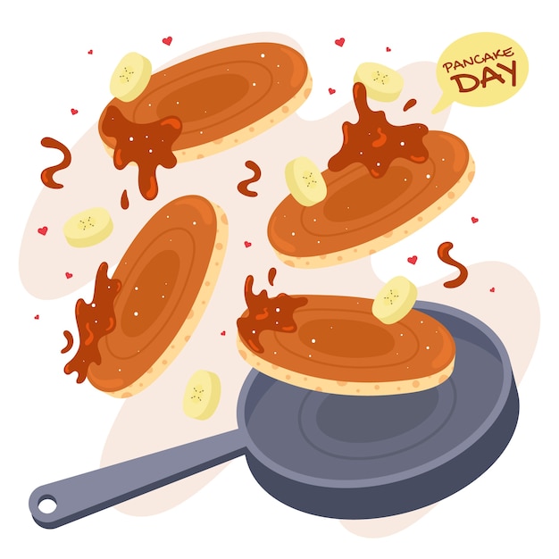 Vettore gratuito illustrazione del giorno del pancake piatto