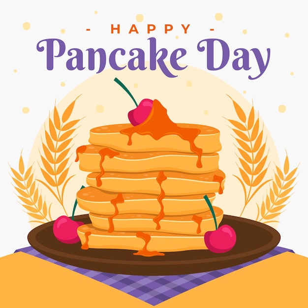 Vettore gratuito illustrazione del giorno del pancake piatto