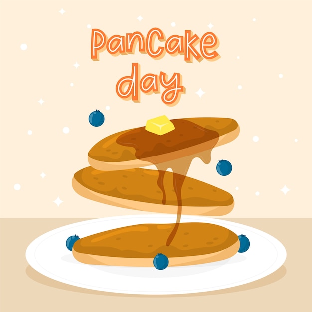 Vettore gratuito illustrazione del giorno del pancake piatto