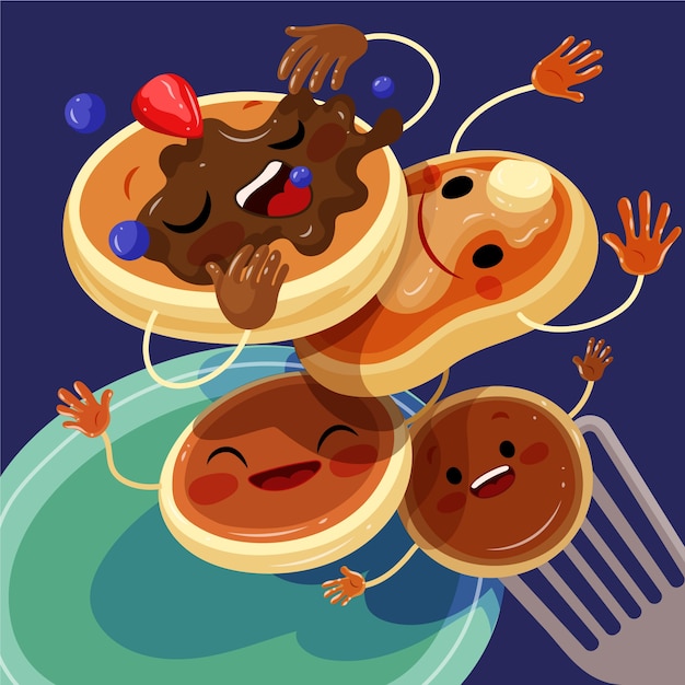 Vettore gratuito illustrazione del giorno del pancake piatto