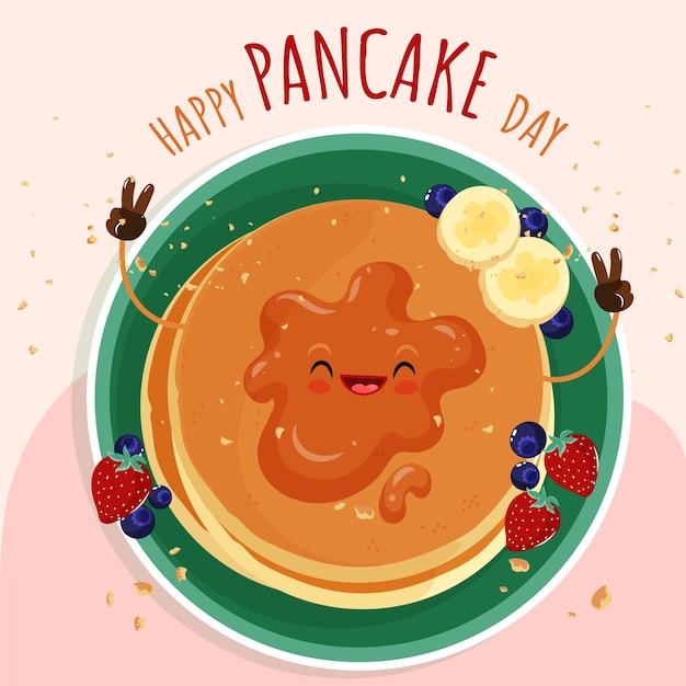 Vettore gratuito illustrazione del giorno del pancake piatto