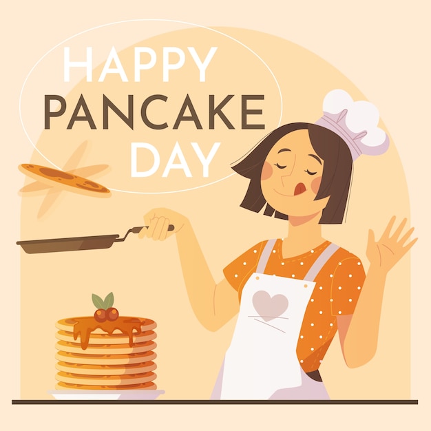 Vettore gratuito illustrazione del giorno del pancake piatto