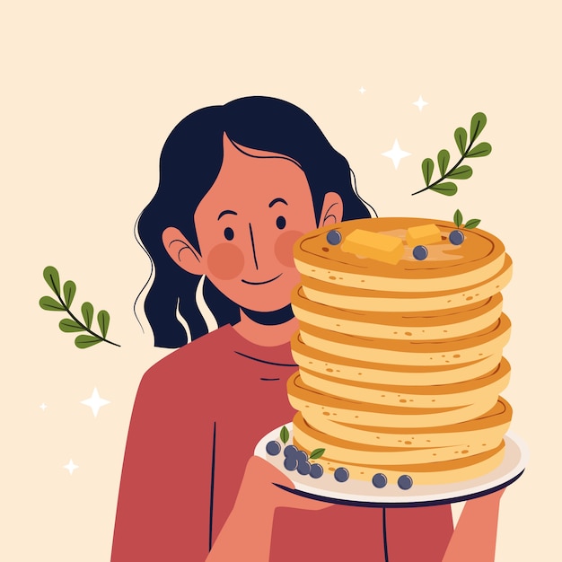 Vettore gratuito illustrazione del giorno del pancake piatto