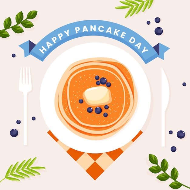 Vettore gratuito illustrazione del giorno del pancake piatto