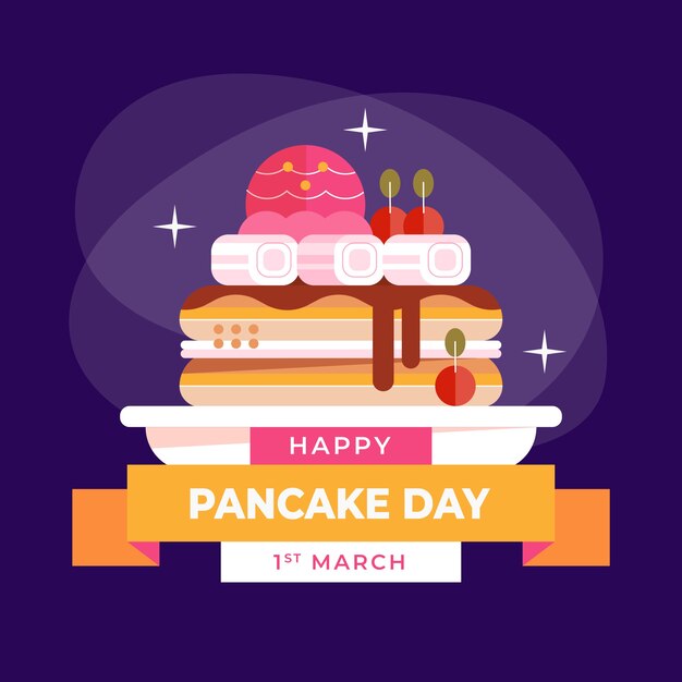 Flat pancake day illustration