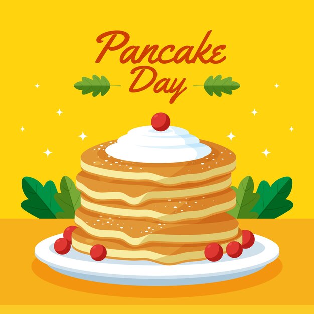 Flat pancake day illustration