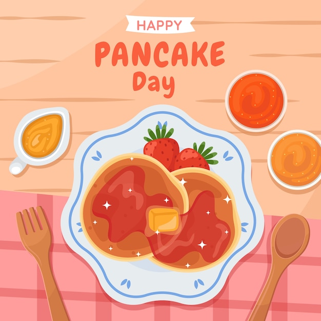 Illustrazione del giorno del pancake piatto