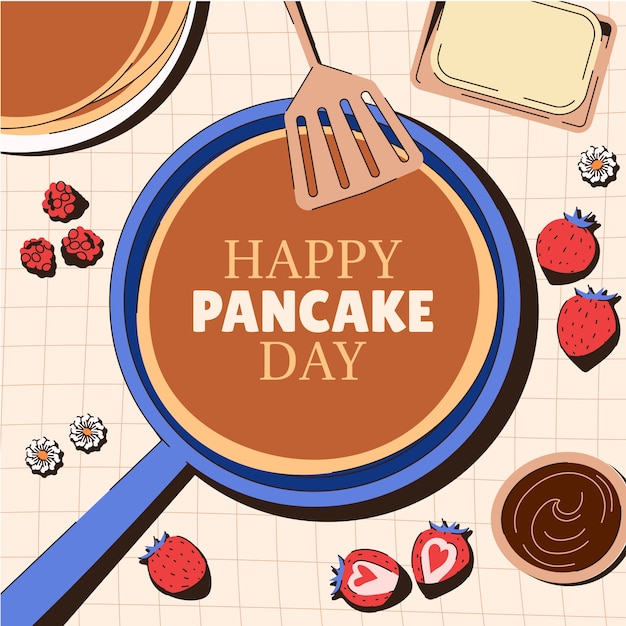 flat pancake day illustration