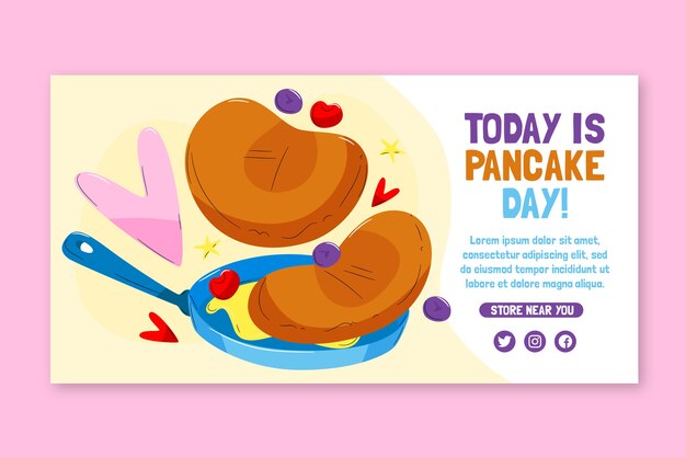 Flat pancake day social media post template