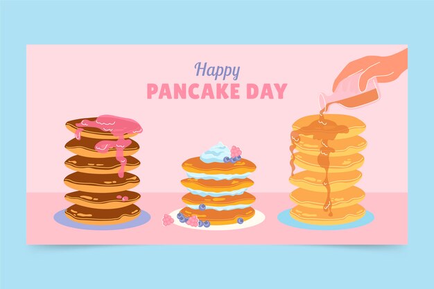 Flat pancake day social media post template